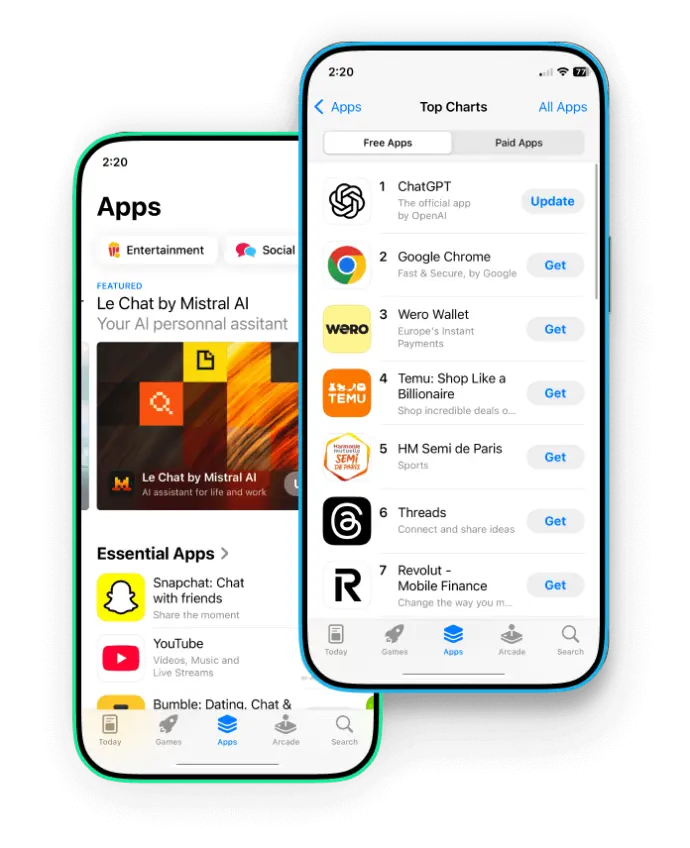 Appstore ranking of the moment